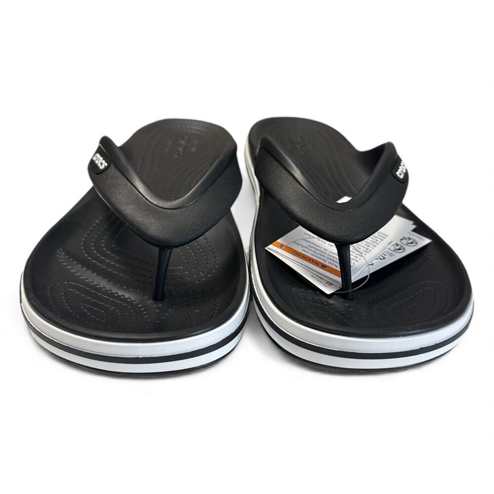 Crocs Flip Flops Men Sandals Black-White Water Friendly Lightweight SZ/ M-8 W-10 - Picture 2 of 10